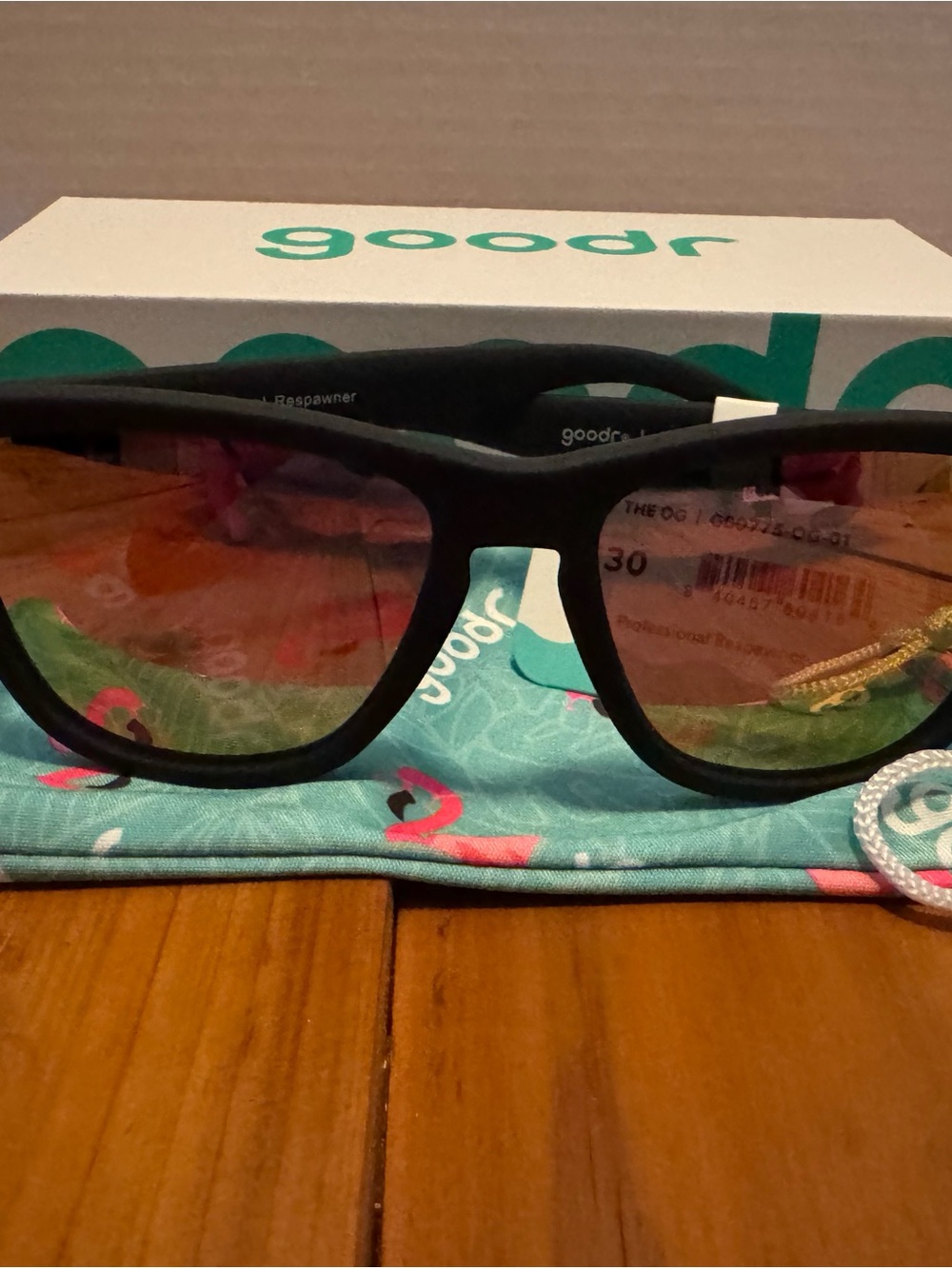 Goodr “Professional Respawner” Sunglasses in Black with Pink Lenses
